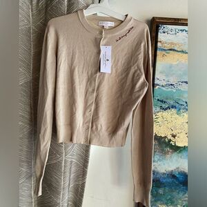 Spiritual Gangster  Sweater Womens Size Small Beige Cardigan Button-Up NWT